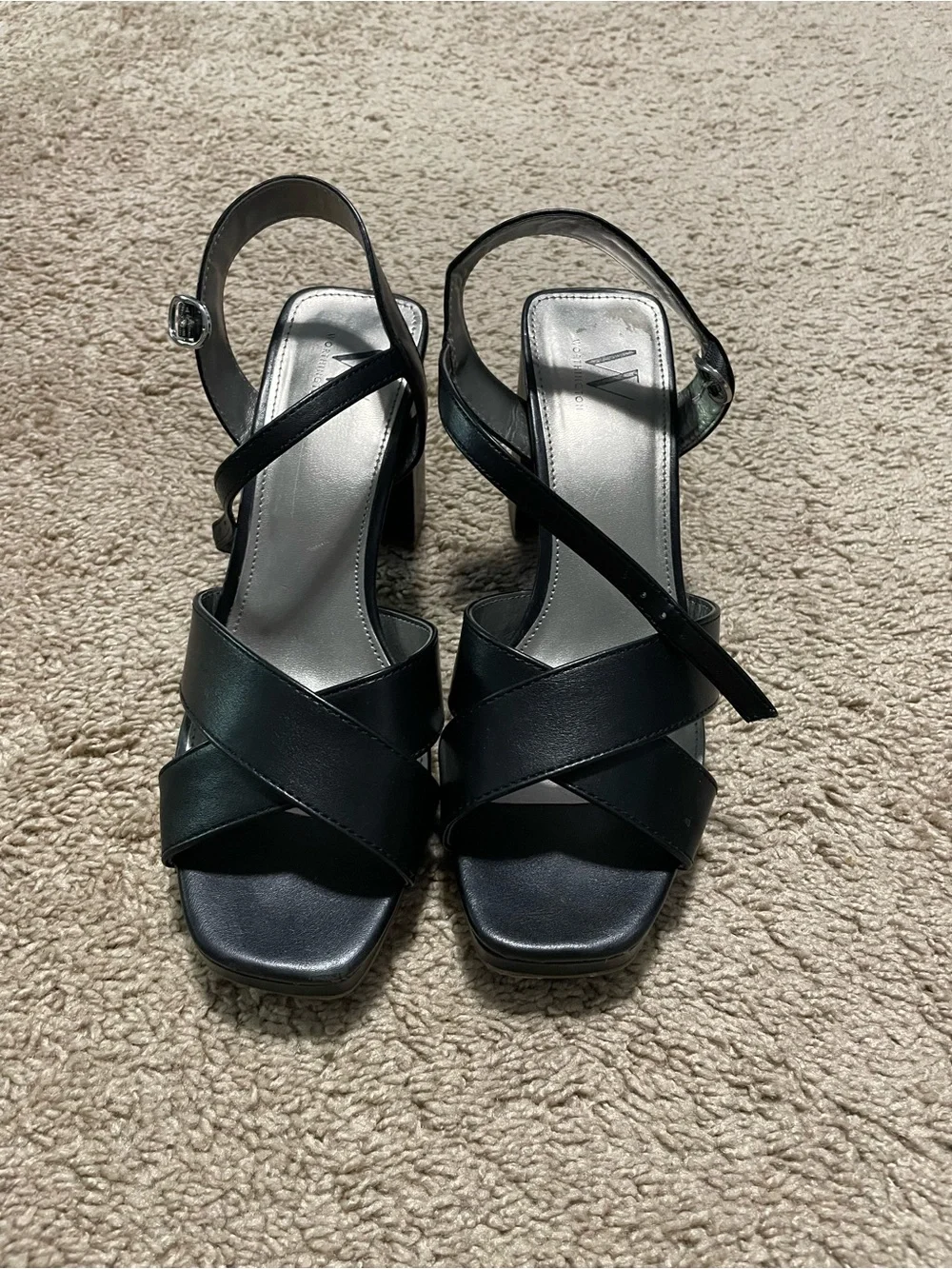 Women's Black Crisscross Slingback Heeled Sandals